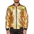 thumbnail image 1 of INSPIRE CHIC Metallic Varsity Jacket for Men's Zip Up Long Sleeves Holographic Jacket M Golden, 1 of 5