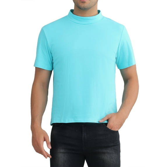 INSPIRE CHIC Mock Neck T-Shirt for Men's Short Sleeves Turtleneck Summer Basic Pullover Tee Tops