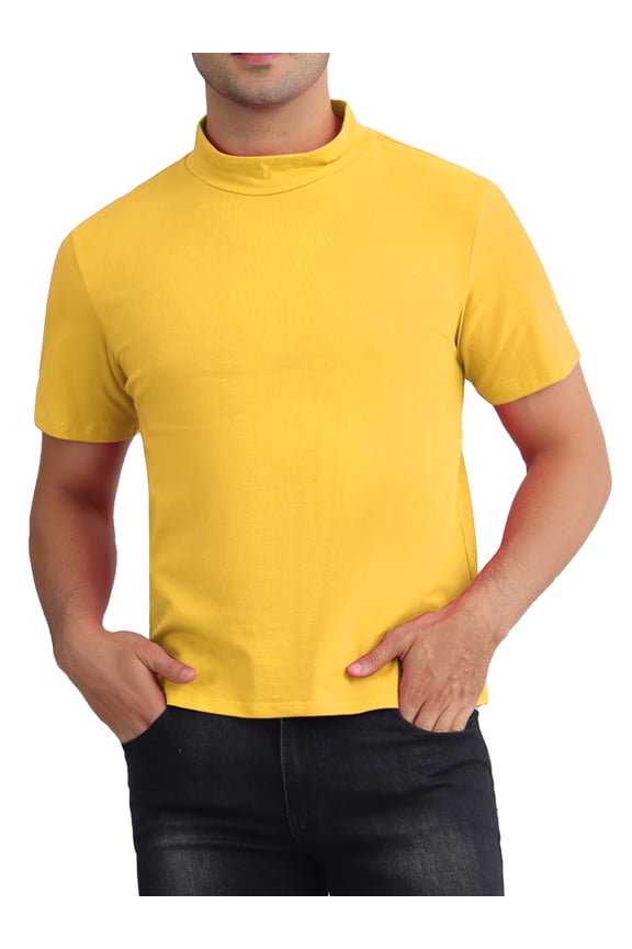 Mock Neck T-Shirt for Men's Short Sleeves Turtleneck Summer Basic Pullover Tee Tops