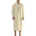 thumbnail image 1 of Lars Amadeus Nightgown for Men's Father's Day Gift Contrast Color Stand Collar Long Sleeves Button Closure Nightshirts, 1 of 4