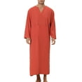 thumbnail image 1 of Lars Amadeus Nightgown for Men's Loose Fit Pajamas Long Sleeves V Neck Comfy Nightshirts, 1 of 4