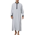 thumbnail image 1 of Lars Amadeus Nightshirt for Men's Contrast Color Banded Collar Long Sleeves Nightgown, 1 of 4