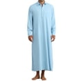thumbnail image 1 of INSPIRE CHIC Nightshirt for Men's Long Sleeves Collared Neck Full Length Sleep Shirt Nightwear M Light Blue, 1 of 6
