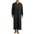 thumbnail image 1 of INSPIRE CHIC Nightshirt for Men's Long Sleeves Collared Neck Full Length Sleep Shirt Nightwear S Black, 1 of 6
