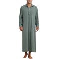 thumbnail image 1 of INSPIRE CHIC Nightshirt for Men's Long Sleeves Collared Neck Full Length Sleep Shirt Nightwear S Gray Green, 1 of 6