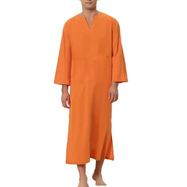 Lars Amadeus Nightshirt for Men's V-Neck Long Sleeves Pajamas Sleepshirts with Pockets