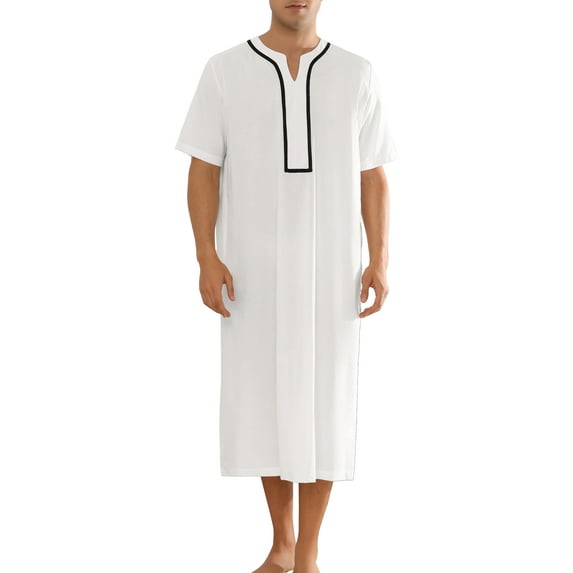 INSPIRE CHIC Nightshirts for Men's Loose Fit Short Sleeves Sleep Shirts Comfy Nightgown White M