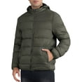 thumbnail image 1 of INSPIRE CHIC Outdoor Coat for Men's Winter Puffer Down Packable Full-Zip Padding Hood Jacket XL Green, 1 of 6