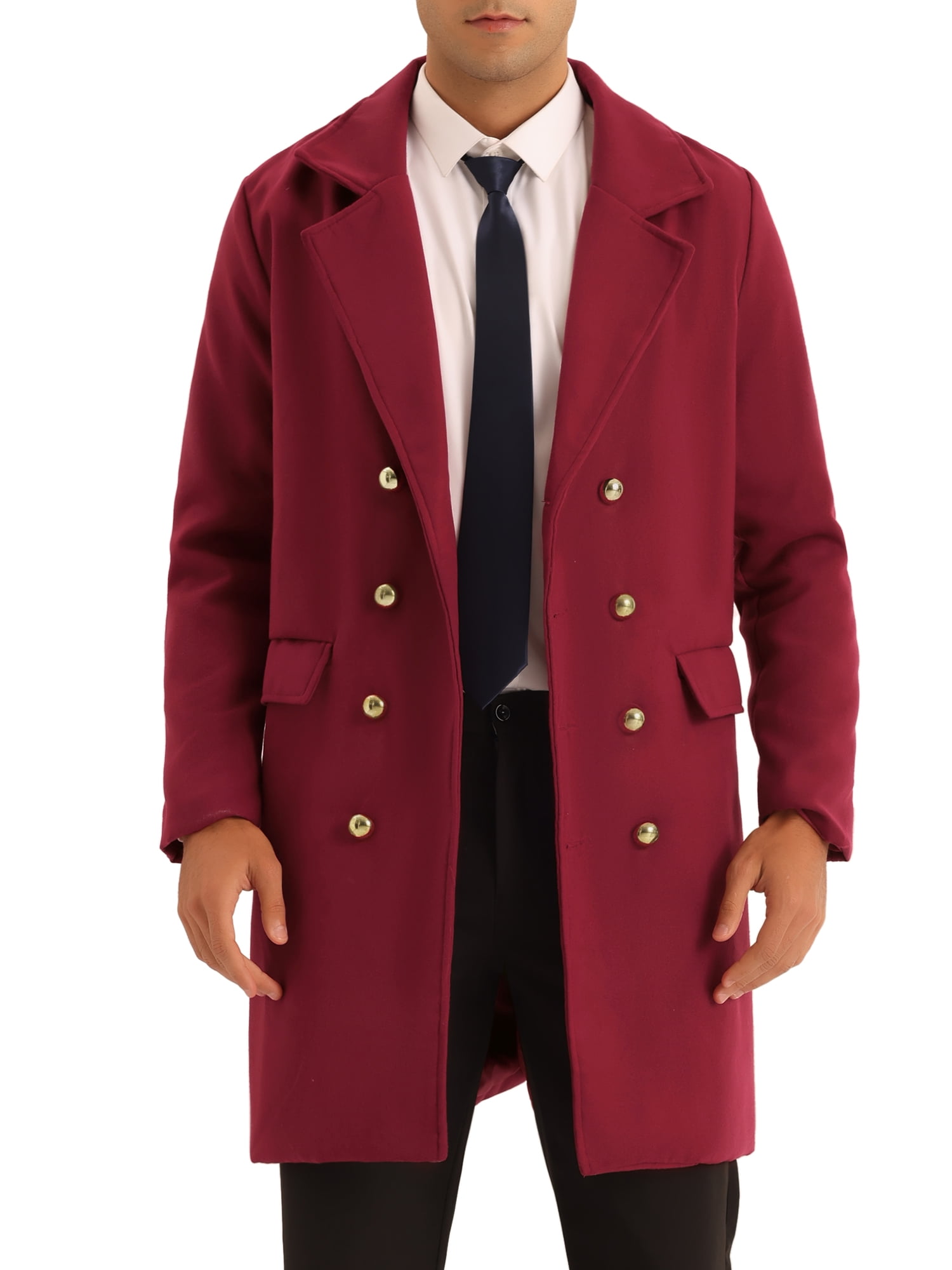 INSPIRE CHIC Overcoat for Men's Double Breasted Slim Fit Business ...