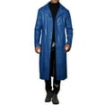 thumbnail image 1 of INSPIRE CHIC PU Faux Leather Long Jacket for Men's Lapel Gothic Trench Coat Outwear, 1 of 4