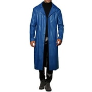 Lars Amadeus PU Faux Leather Long Jacket for Men's Lapel Gothic Trench Coat Outwear