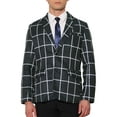 thumbnail image 1 of INSPIRE CHIC Plaid Blazers for Men's Contrasting Color Notch Lapel Two Button Sports Coat S Black, 1 of 5