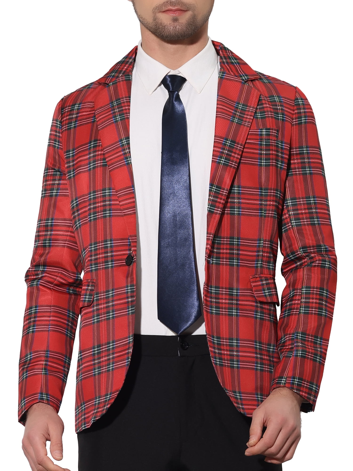 Lars Amadeus Plaid Blazers for Men s Notch Lapel Contrasting Color Checked Pattern Sports Coat Walmart