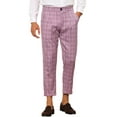 thumbnail image 1 of INSPIRE CHIC Plaid Cropped Pants for Men's Slim Fit Business Checked Slacks Pink 30, 1 of 5