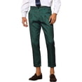 thumbnail image 1 of INSPIRE CHIC Plaid Dress Pants for Men's Cropped Ankle Length Business Trousers Dark Green 34, 1 of 4