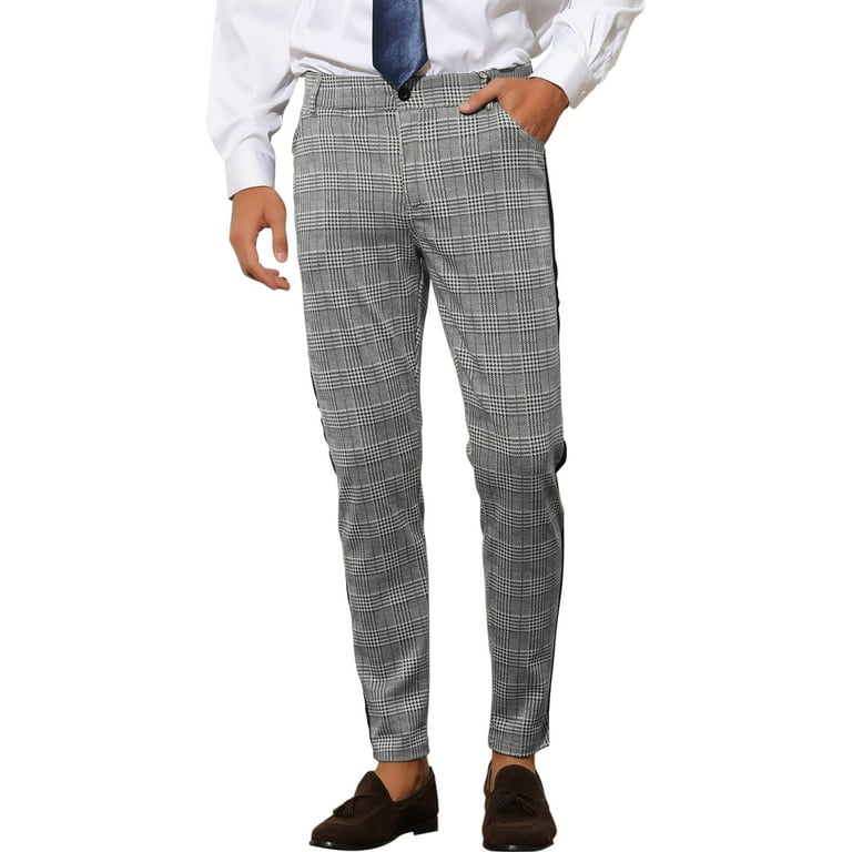 Slim Fit Grey Check Skinny Trousers Mens Checked Trousers Mens