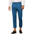 thumbnail image 1 of INSPIRE CHIC Plaid Dress Pants for Men's Slim Fit Houndstooth Cropped Pants 36 Blue, 1 of 5
