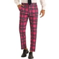 thumbnail image 1 of INSPIRE CHIC Plaid Dress Pants for Men's Slim Fit Straight Leg Formal Tartan Printed Pants 30 Rose Red, 1 of 5