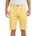 thumbnail image 1 of INSPIRE CHIC Men's Shorts Plaid Golf Color Block Flat Front Formal Check Shorts 30 Yellow, 1 of 5