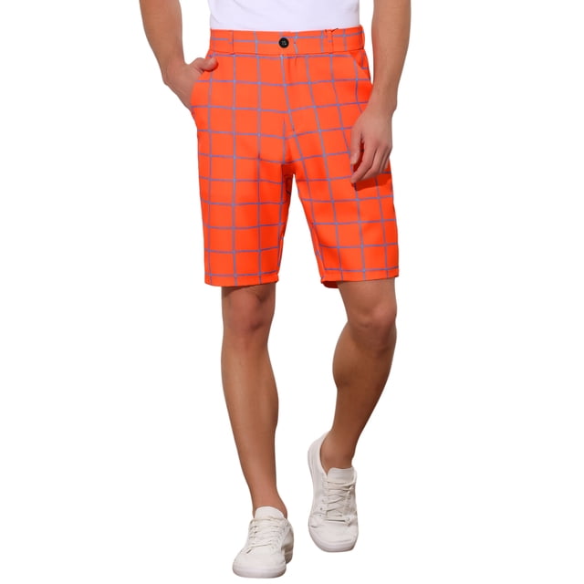Lars Amadeus Plaid Golf Shorts for Men's Color Block Flat Front Formal ...