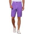 thumbnail image 1 of INSPIRE CHIC Men's Shorts Plaid Golf Color Block Flat Front Formal Check Shorts 30 Purple, 1 of 5