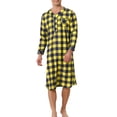 thumbnail image 1 of INSPIRE CHIC Plaid Nightshirt for Men's Loose Fit Henley Necklike Checked Sleep Gown Pajamas M Yellow Blue, 1 of 4