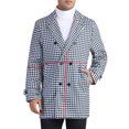 thumbnail image 1 of INSPIRE CHIC Plaid Overcoat for Men's Notch Collar Single Breasted Checked Winter Trench Coat S Black White, 1 of 6