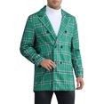 thumbnail image 1 of INSPIRE CHIC Plaid Overcoat for Men's Notch Collar Single Breasted Checked Winter Trench Coat S Green, 1 of 6