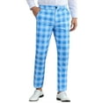 thumbnail image 1 of INSPIRE CHIC Plaid Pants for Men's Color Block Straight Leg Checked Pattern Chino Trousers, 1 of 6