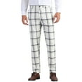 thumbnail image 1 of INSPIRE CHIC Plaid Pants for Men's Flat Front Formal Checked Patterned Chino Trousers 38 White, 1 of 4