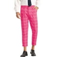 thumbnail image 1 of INSPIRE CHIC Plaid Printed Pants for Men's Pleated Front Colorful Checked Cropped Trousers Rose Red 30, 1 of 4