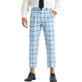 thumbnail image 1 of INSPIRE CHIC Plaid Printed Pants for Men's Pleated Front Colorful Checked Cropped Trousers 36 Light Blue, 1 of 4