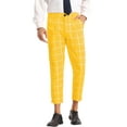thumbnail image 1 of INSPIRE CHIC Plaid Printed Pants for Men's Pleated Front Colorful Checked Cropped Trousers 30 Yellow, 1 of 4