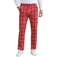 thumbnail image 1 of INSPIRE CHIC Plaid Printed Pants for Men's Regular Fit Flat Front Office Checked Slacks 36 Red, 1 of 6
