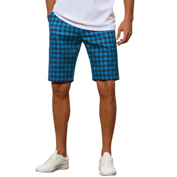 INSPIRE CHIC Plaid Shorts for Men's Father's Day Gift Flat Front Houndstooth Print Chino Shorts