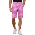 thumbnail image 1 of INSPIRE CHIC Plaid Shorts for Men's Flat Front Color Block Checked Shorts with Pockets 34 Pink, 1 of 6