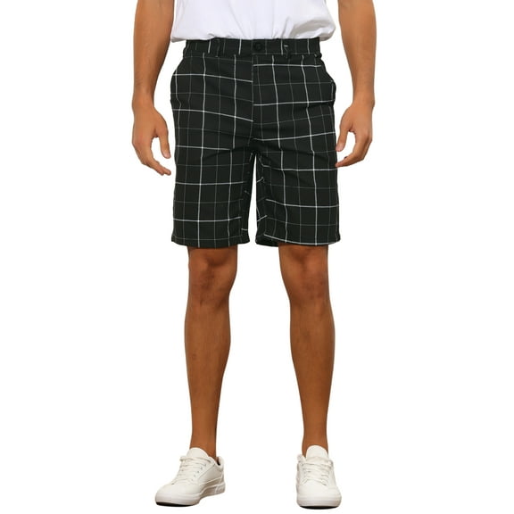 INSPIRE CHIC Plaid Shorts for Men's Regular Fit Flat Front Summer Chino Shorts