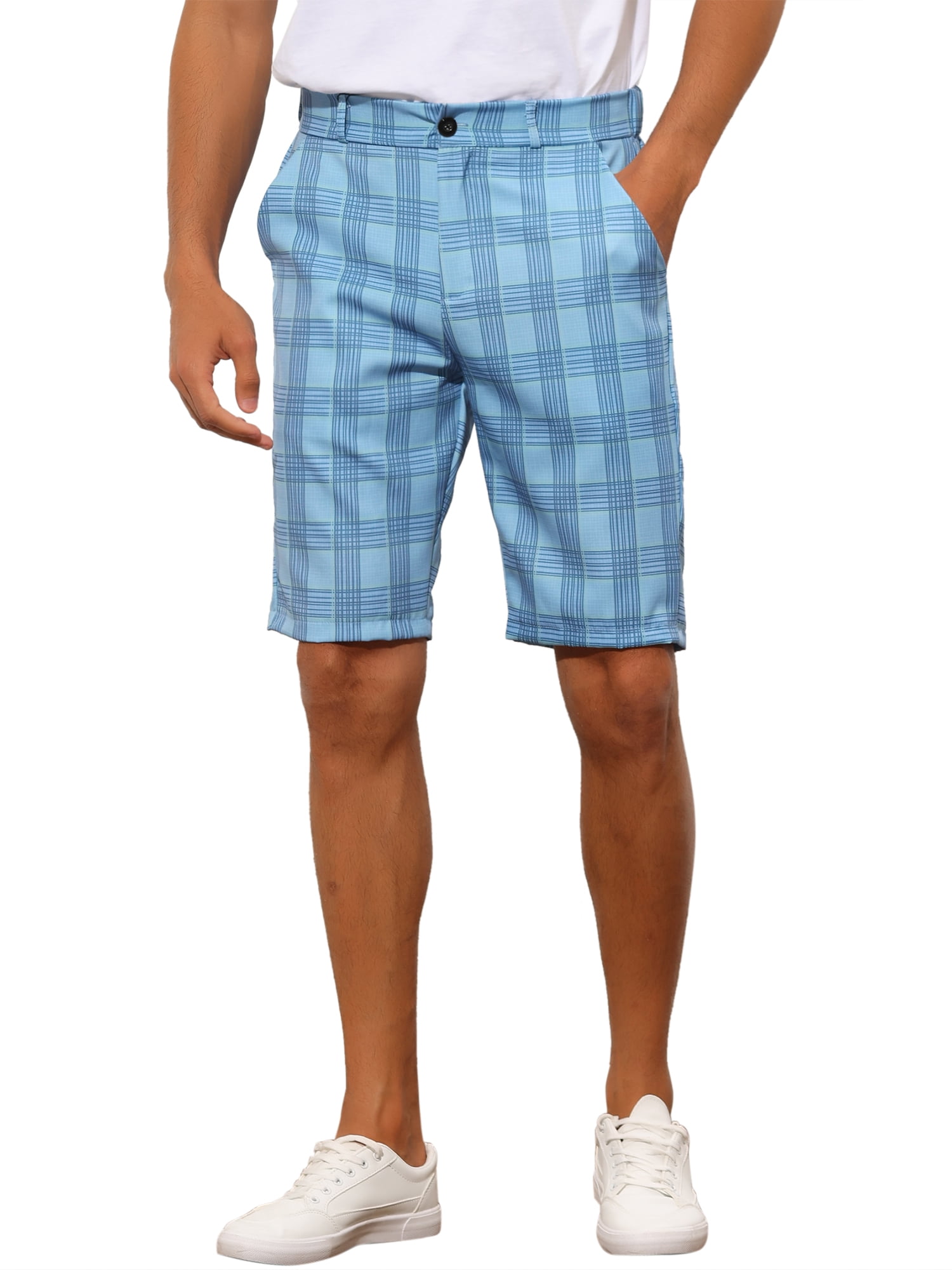 INSPIRE CHIC Men's Shorts Plaid Pattern Straight Fit Comfort Flat Front ...