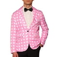 thumbnail image 1 of INSPIRE CHIC Polka Dots Blazers for Men's Notch Lapel One Button Wedding Suit Jacket Sports Coats, 1 of 5