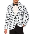 thumbnail image 1 of Lars Amadeus Polka Dots Blazers for Men's Notch Lapel One Button Wedding Suit Jacket Sports Coats, 1 of 5