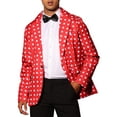 thumbnail image 1 of INSPIRE CHIC Polka Dots Blazers for Men's Slim Fit One Button Business Sport Coats XL Red, 1 of 6