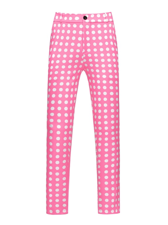 Polka Dots Golf Pants for Men's Big and Tall Printed Work Office Trouser