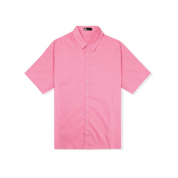 INSPIRE CHIC Polka Dots Shirts for Men's Button Short Sleeves Printed Shirts Pink 2XL
