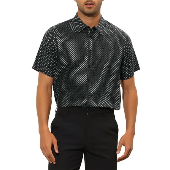 Lars Amadeus Polka Dots Shirts for Men's Button Short Sleeves Printed Shirts