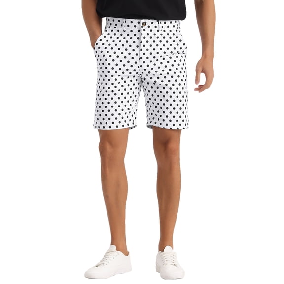 INSPIRE CHIC Polka Dots Shorts for Men's Father's Day Gift Summer Above Knee Printed Golf Shorts 28 White