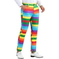 thumbnail image 1 of INSPIRE CHIC Rainbow Striped Dress Pants for Men's Contrast Color Regular Fit Trousers, 1 of 6