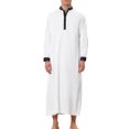 thumbnail image 1 of Lars Amadeus Satin Nightshirt for Men's Long Sleeves Banded Collar Long Sleep Gown Nightwear, 1 of 5