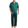 thumbnail image 1 of INSPIRE CHIC Satin Pajamas Set for Men's 2 Pieces Sleepwear Sleepshirt Sleep Pants Casual Loungwear, 1 of 6