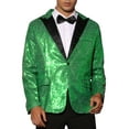 thumbnail image 1 of INSPIRE CHIC Sequin Blazer for Men's Peak Lapel Color Block Shiny Sparkly Sports Coat M Green, 1 of 5