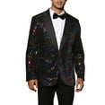 thumbnail image 1 of INSPIRE CHIC Sequin Blazer for Men's Peak Lapel Prom Party Shining Plaid Sports Coat S Multicolor, 1 of 5